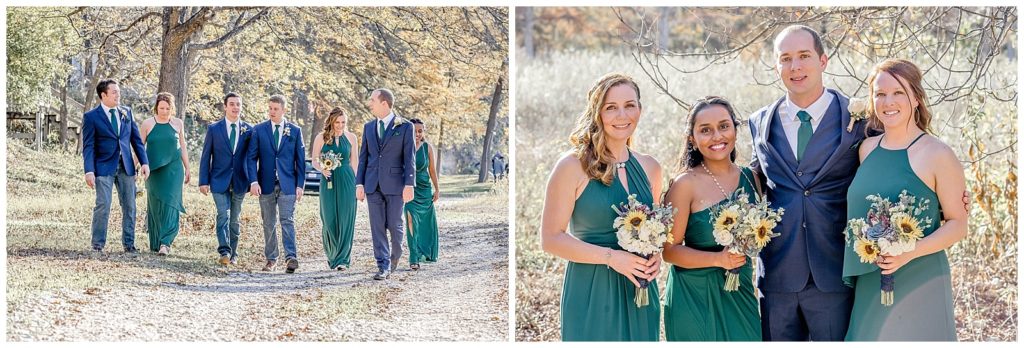 navy and green bridal party