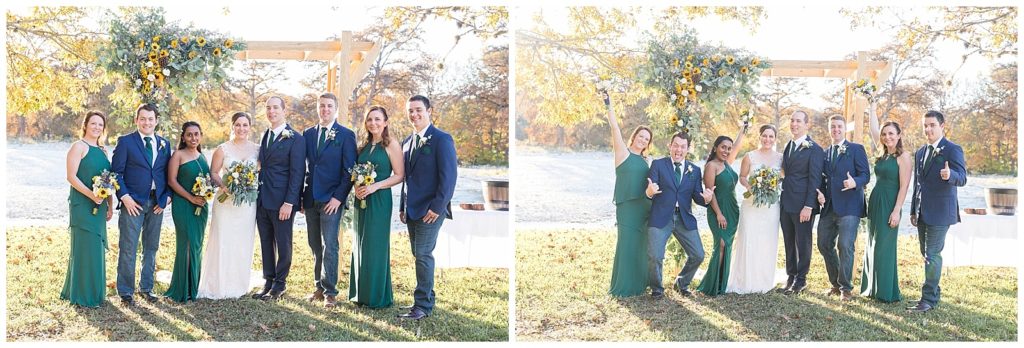 sunflower florals on alter riverside at frio pecan farm bridal party